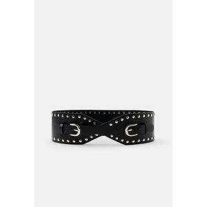 Zara ZW Collection 100% Leather Studded Waist Belt – Black – Size 30